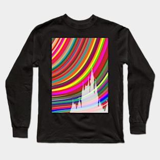 Rainbow Abstract Magic Castle Silhouette Long Sleeve T-Shirt